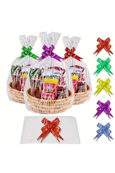 Choice4 43x56cm 20pcs Clear 20/50 piece large clear cellophane bag with bow f...