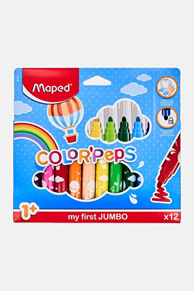Maped Color Peps 12 Pieces Jumbo Felt Tip Colouring Pens, Multicolor