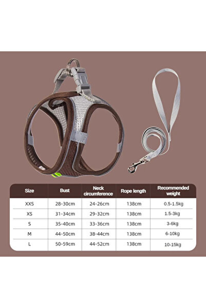 Choice13 M 6-10 Kg Coffee Puppy Harness Set Dog Accessories Adjustable Pet Ve...