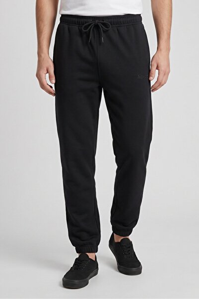 Algspar Men Regular Fit Brand Logo Jogger Pants, Black