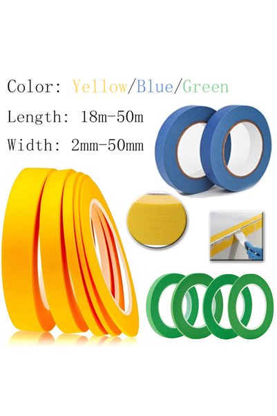 Choice3 Yellow 3mm 18M 1 roll No Mark Residue Masking Tape Yellow, Hand Teara...