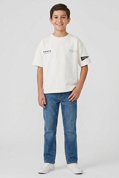 Peoples Market Kids Boy Crew Neck Short Sleeve Graphic Print T-shirt, White
