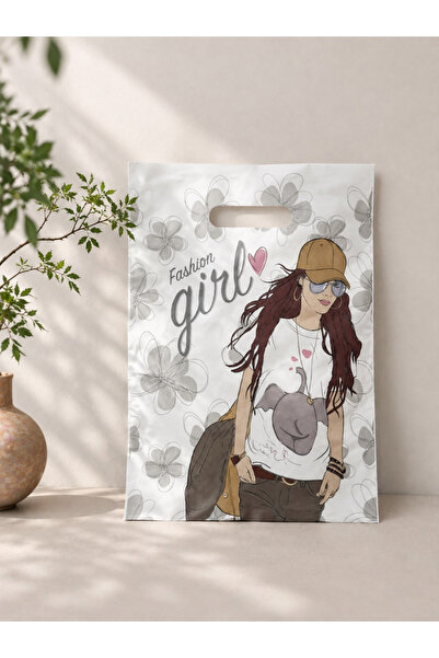 Packtopya Baskılı Mağaza Poşeti - Takviyeli - Fashion- No2 - 26x38 cm - 50 Adet