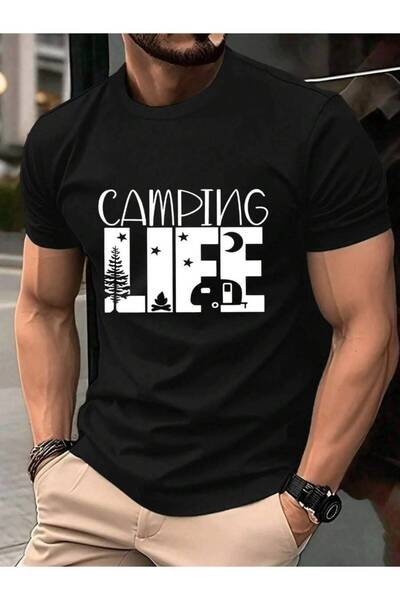 21JNRY Plus-Size Men'S T-Shirt, Casual Outdoor Camping Graphic Print Tee, Sho...
