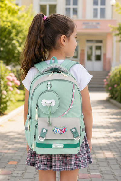 hediyeconcepti Kidsbag 3-Piece Mint Green School Bag Set Backpack, Lunch Bag ...