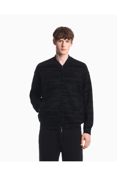Emporio Armani Men's Regular Fit Velvet Logo Printed Long Sleeve Soft Cotton ...