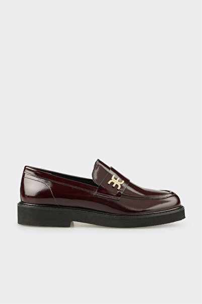 Elle Shoes Bordo Deri Kadın Günlük Ayakkabı