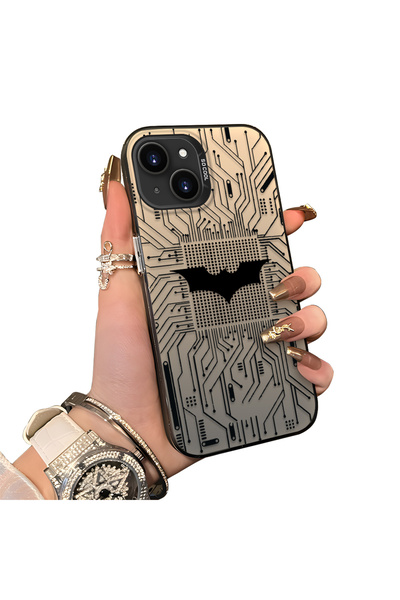 ucuc iPhone 13/14 Uyumlu Sert Akrilik Arka Silikon Kenar Lens Koruma Batman K...