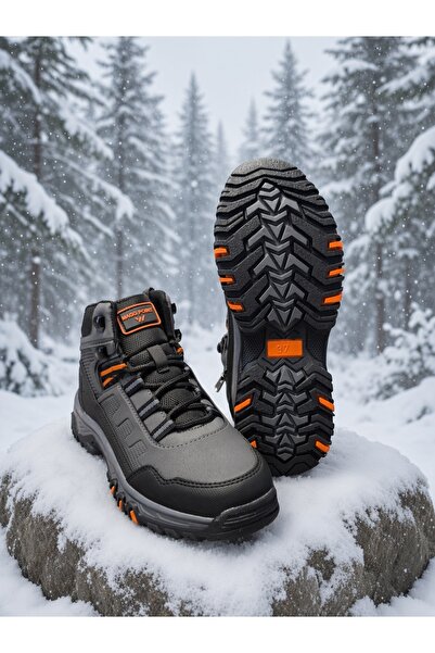 McDark Men's Winter Zippered Lace-Up Non-Slip Sole Long Trekking Boots-Smoked