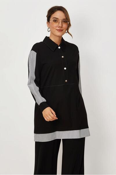 Alvina Shirt Collar Sweatshirt Tunic 46714