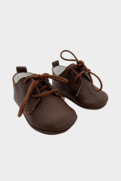 Beybium Lace-Up Genuine Leather First Step Shoes Brown