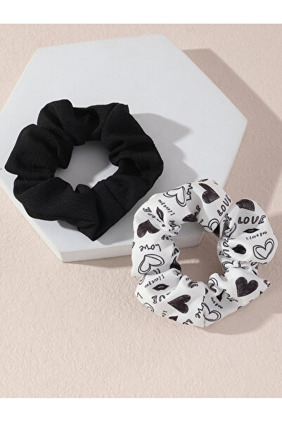 Take Two By Styli Set of 2 - Heart Print Hair Scrunchies