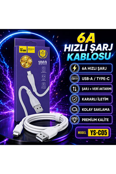 ARBAX Mi Turbo 6a Hızlı Şarj type-c 100cm Premium Kalite