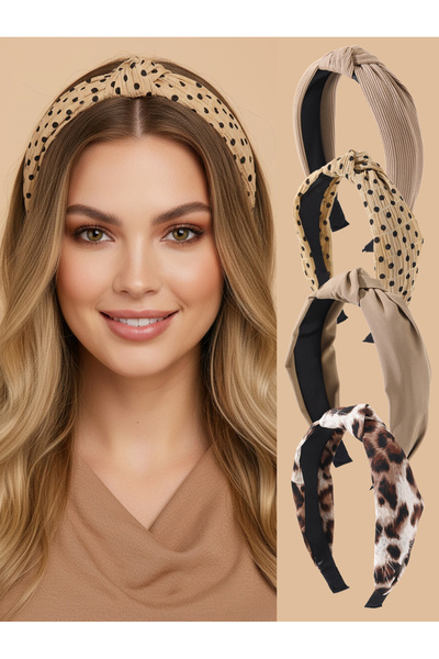 Take Two By Styli Set of 4 - Leopard Print and Plain Headband