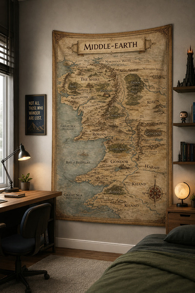 Vagonik Lord of the Rings Middle Earth Map Wall Covering Tapestry