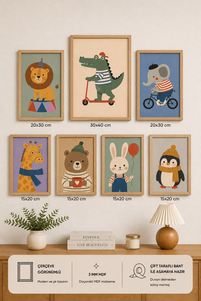 UNT Set de picturi moderne cu aspect de cadru, 7 piese |   Decor de perete pe...