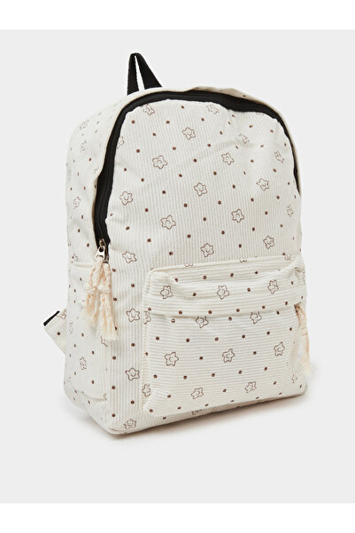 Styli Girls Printed Corduroy Backpack