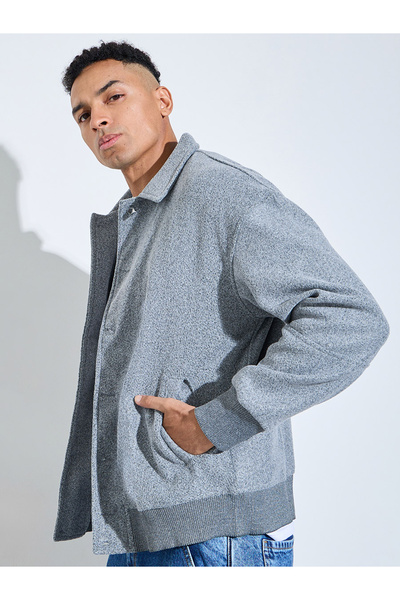 Styli Grey Textured Button-Up Jacket