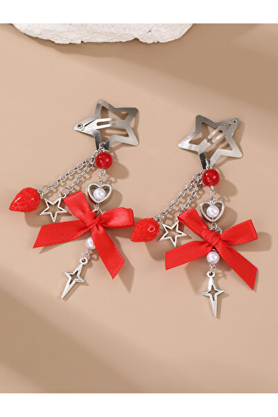 Take Two By Styli Pack of 2 - Multi-Color Strawberry and Star Charm Hair Clips