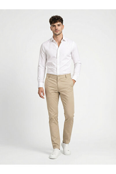 TURTLE By Styli Khaki Solid Structured Trousers