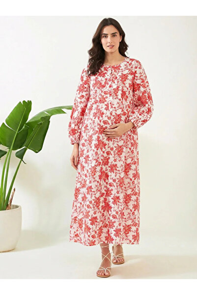The Kaftan Company By Styli قميص نوم للحوامل من القطن بطباعة زهور متعددة الألوان