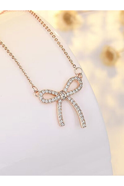 Take Two By Styli Embellished Bow Pendant Necklace