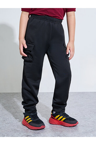 Styli Boys Solid Joggers with Rib Cuff and Cargo Pockets