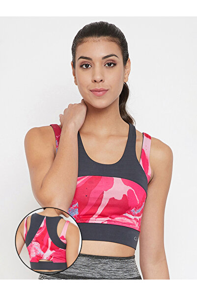 Clovia By Styli Pink Abstract Print Medium Impact Padded Sports Bra