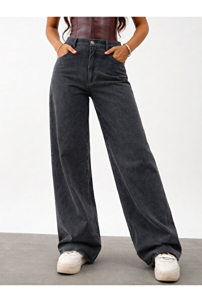 NOH-VOH By Styli Girls Black Washed Wide Leg Jeans