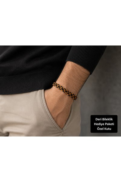 HER ŞEY NOTA www.herseynota.com Mavero Lux Black-Orange Double Braided Leathe...