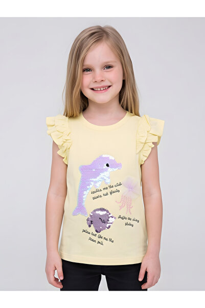 JUNIORLOOM By Styli Girls Sequins Design Frill Sleeve Glam T-Shirt