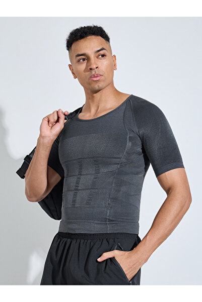Styli Grey Solid Slimming Body Shapewear T-Shirt