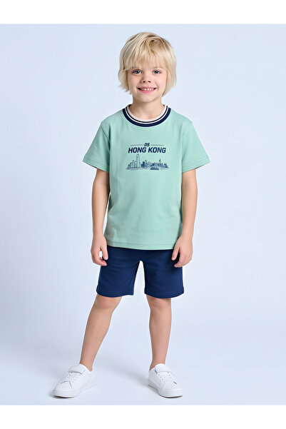 JUNIORLOOM By Styli Boys Regular City T-Shirt with Contrast Tipped Rib