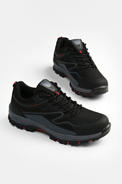 Tonny Black Men's Black Red Comfortable Fit Waterproof Outdoor Shoes