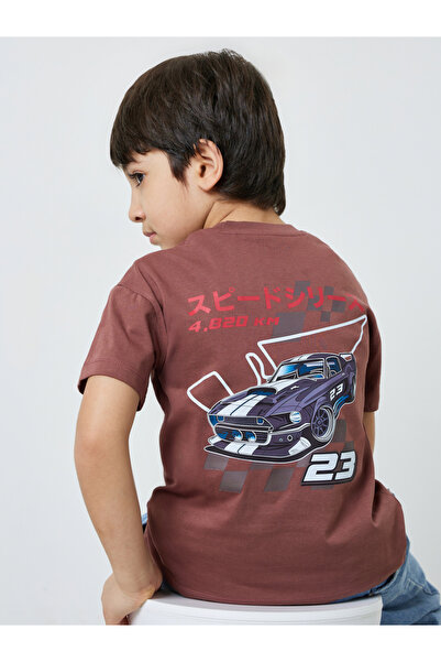 Styli Boys Brown Graphic Print Oversized T-Shirt