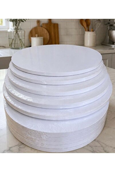 EgeConcept 30 cm CAKE DRUM KAPLAMA PASTA TABANI BEYAZ KALINLIK 1.2 cm