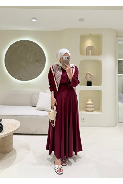 SOİ Tencel Dress with Tassel Shawl, Plum
