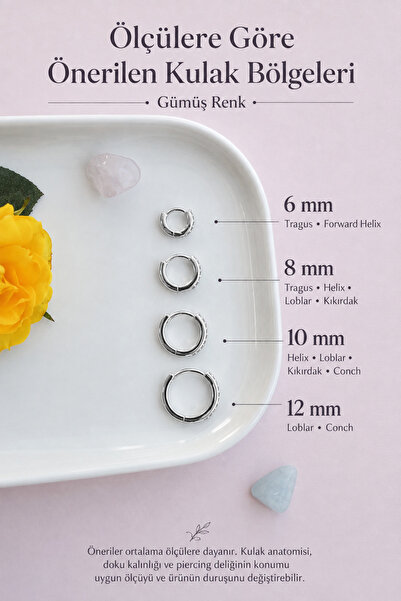 Sacce Scarves&Accessories Zirkon Taşlı Halka Piercing Tragus Helix Conch Kıkırdak Tek Adet Minimal