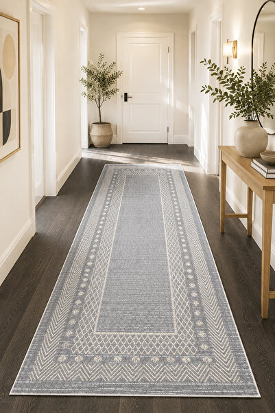 Chilai Home Soo Grey Makinede Yıkanabilir Kaymaz Taban Leke Tutmaz Dijital Salon Halısı Mutfak Halısı ve Yolluk