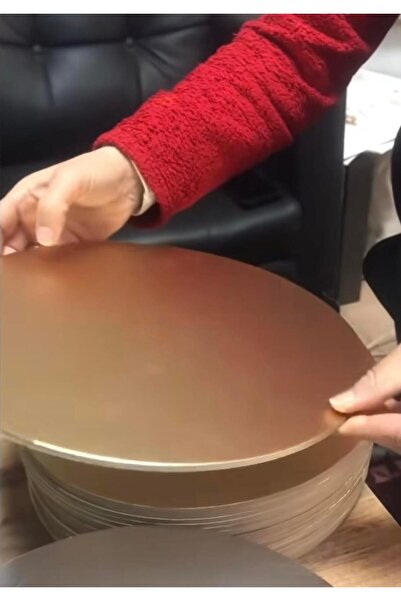 EgeConcept 30 cm yuvarlak çift taraflı 4 mm mukavva gold beyaz pasta tabanı