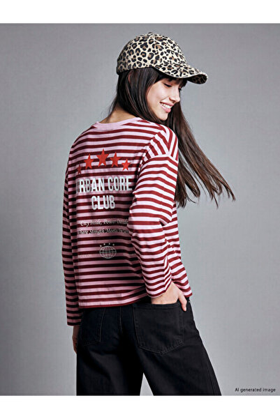 LC Waikiki Esvab • Modern & Distinctive Striped 100% Cotton Women's T-Shirt
