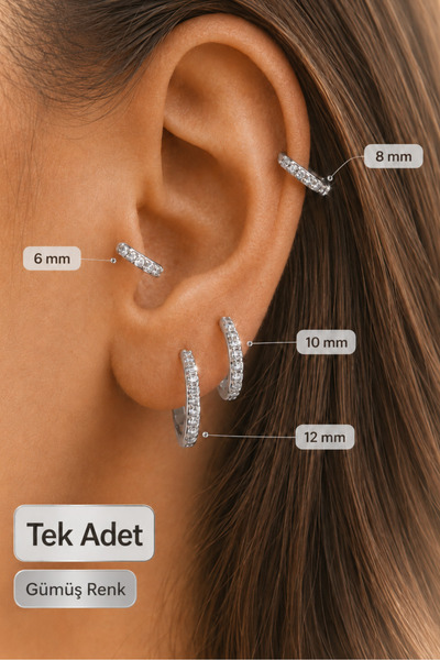 Sacce Scarves&Accessories Zirkon Taşlı Halka Piercing Tragus Helix Conch Kıkı...