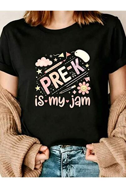 kai22 Women Is My Jam First Day Of Pre-K Rainbow Teacher T-Shirt