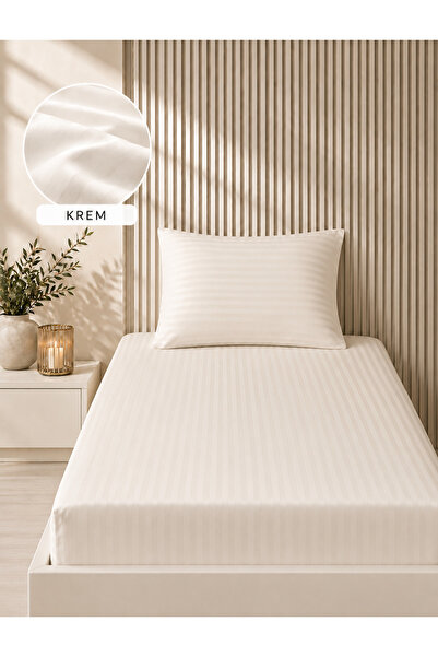 Bella Home Σετ σατέν σεντόνια 100x200 με ρίγες |   Με απαλή υφή |   Κομψό και...