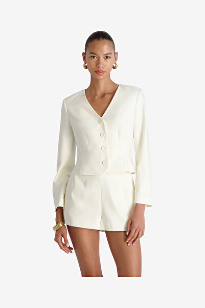 French Connection Women's Porcelain Cream Halsey Twill Tailord Crpd Jacket