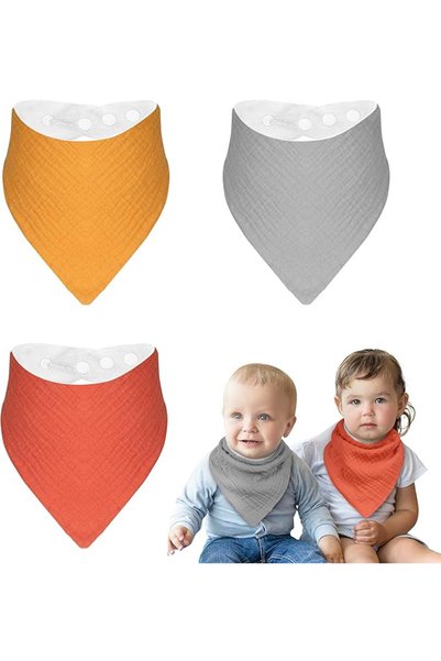 OEM Bavete pentru bebeluși Budding Bear Triangle, moi și absorbante, multicol...