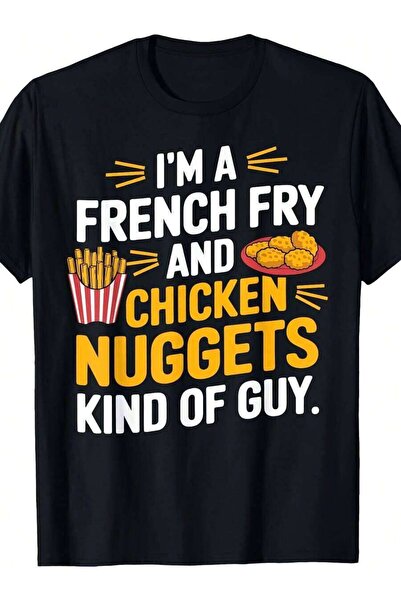 25W Funny French Fry Lover Chicken Nuggets Graphic T-Shirt For Men Novelty 1pc