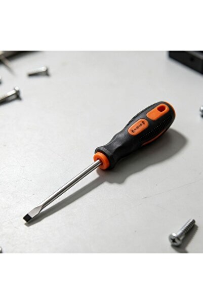 KMT Tools Professional manual flat screwdriver 6x200 mm, comfortable rubberiz...