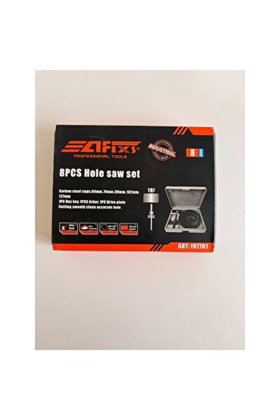 AFIXS wood core drill set, 8 pieces, carbon steel, Ø 64-127 mm, with adapter ...