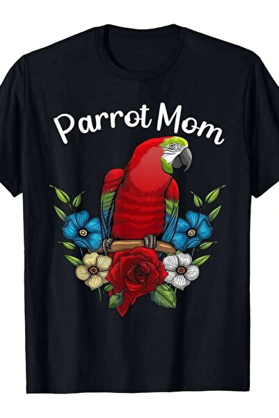 26LIK Funny Mom Art For Women Females Ladies Parrot Lovers T-Shirt